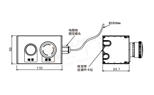 設(shè)備按鈕盒組件(雙位)尺寸圖